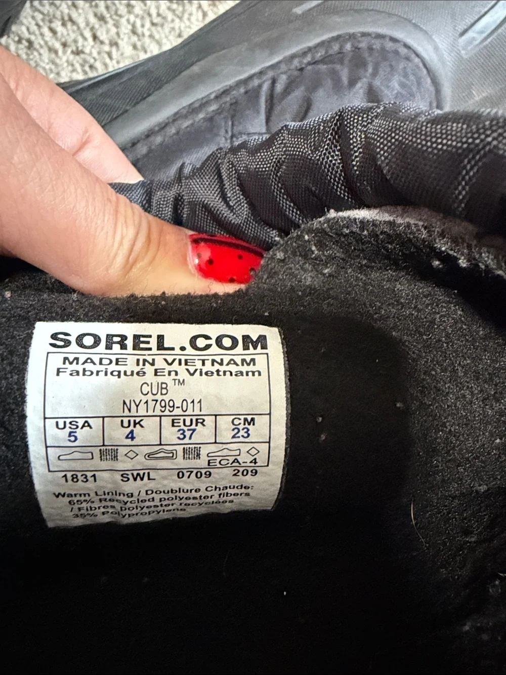 Sorel Black Insulated Snow Boots Size 5 Winter
